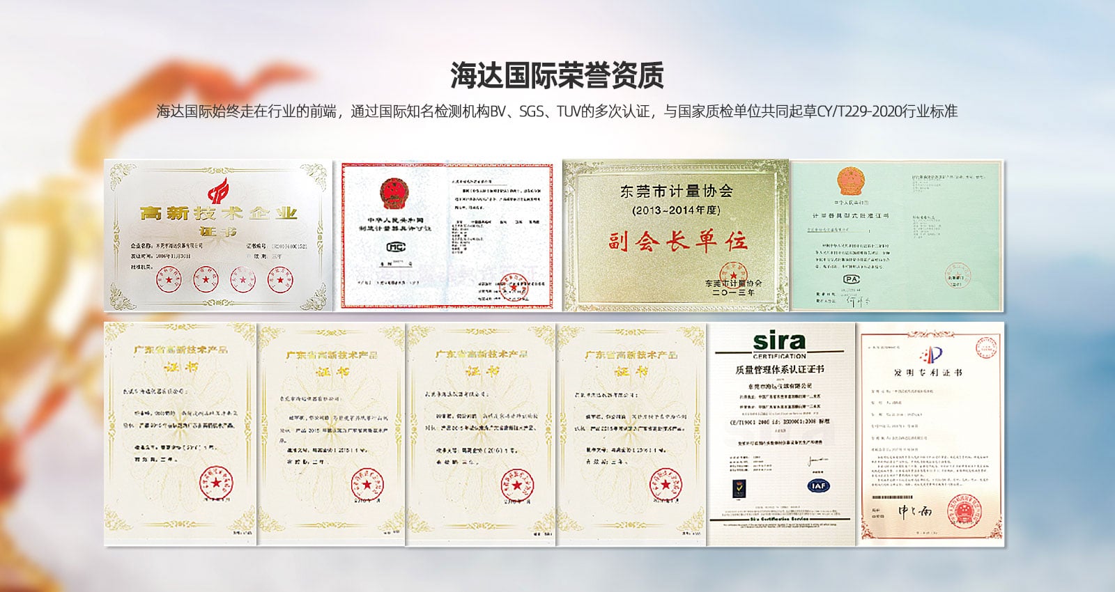 海达荣誉资质