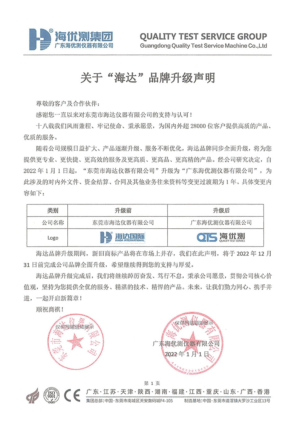 品牌升级声明